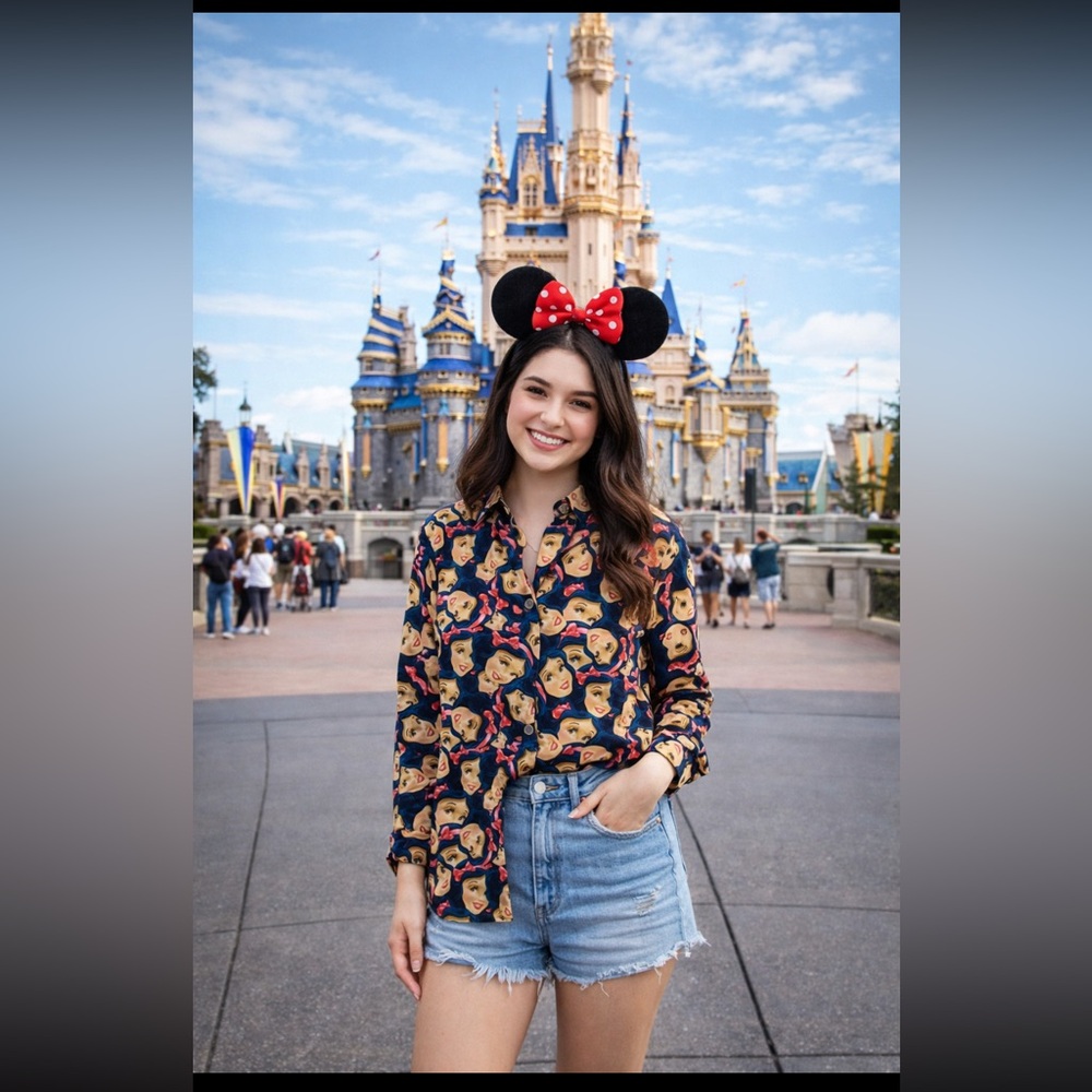 Snow White long sleeve button-down blouse